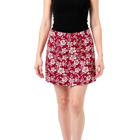 Jennifer Moore Red Floral Wrap Skort Women's Size 12 Hawaiian Resort - Picture 1 of 12